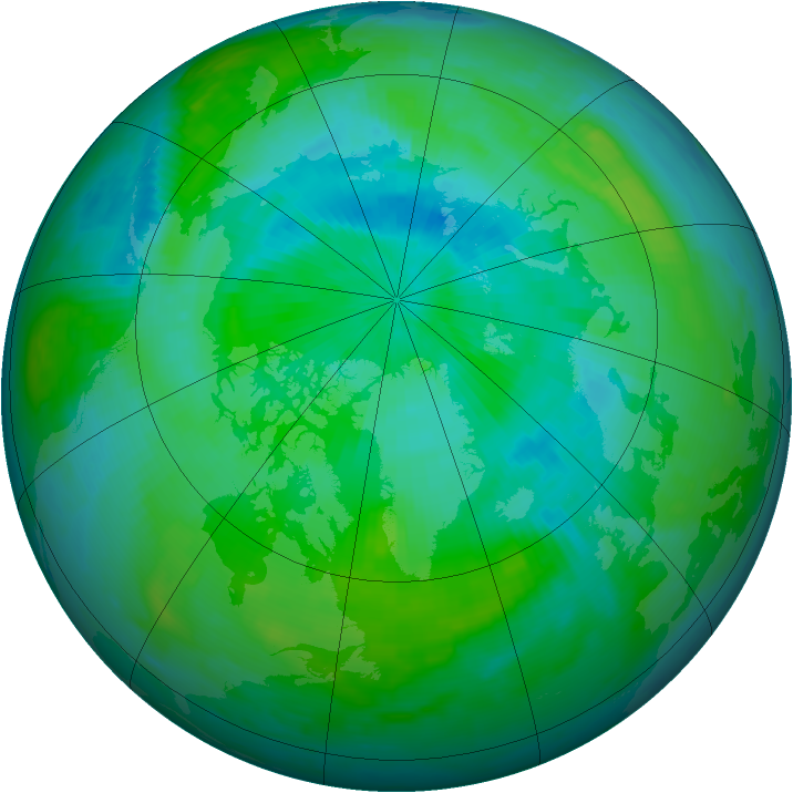 Arctic ozone map for 20 August 1997